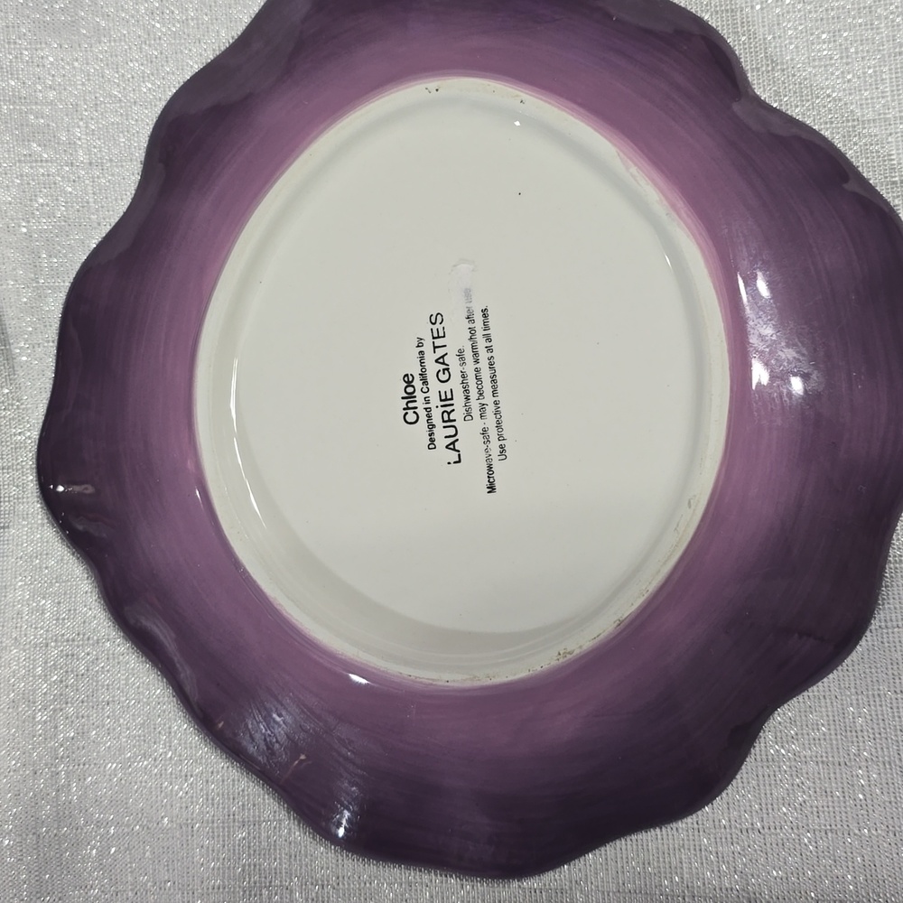 Laurie Gates Chloe Design Purple Floral Decorative Small Plate Set Of Two - Picture 9 of 13